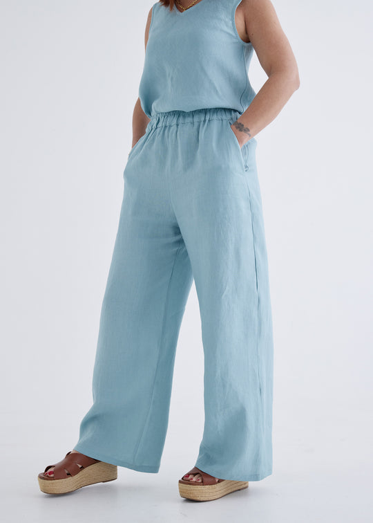 Lana Linen Pants in Spring Blue