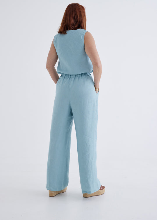 Lana Linen Pants in Spring Blue