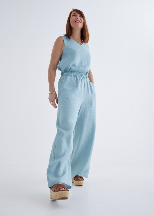 Lana Linen Pants in Spring Blue