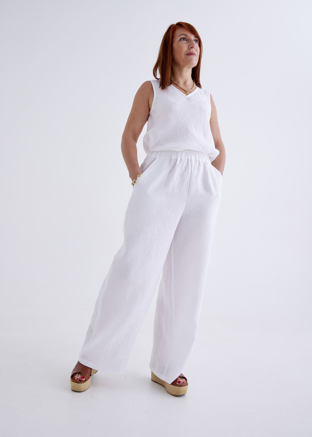 Lana Linen Pants in White