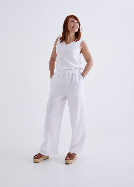 Lana Linen Pants in White