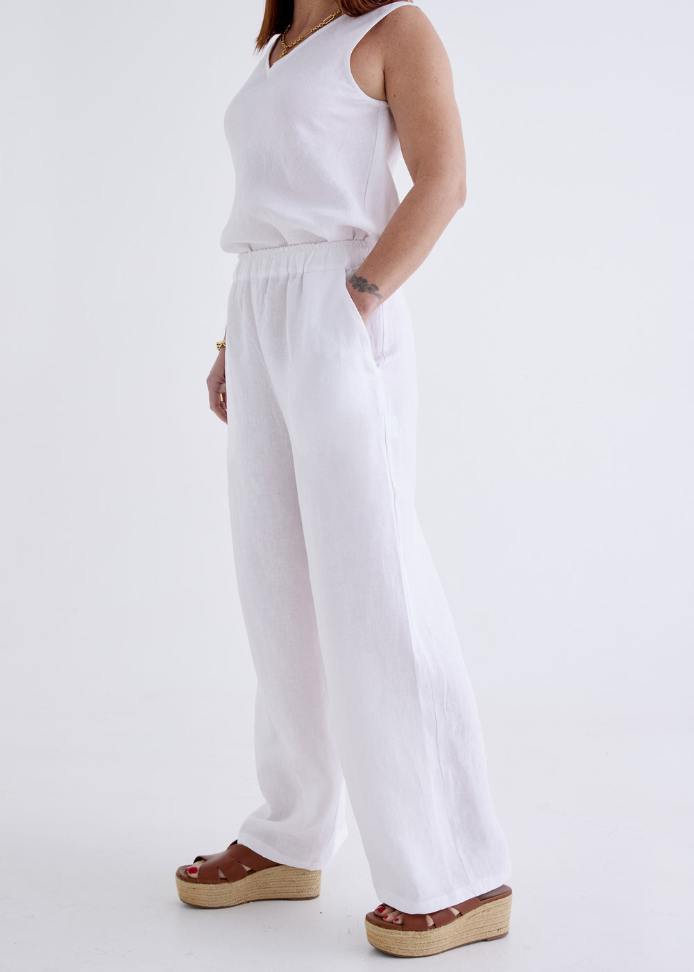 Lana Linen Pants in White