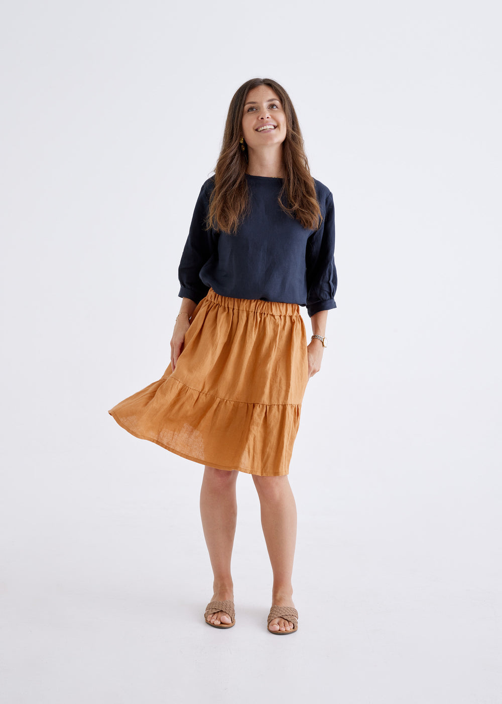 Lara Linen Skirt in Ginger