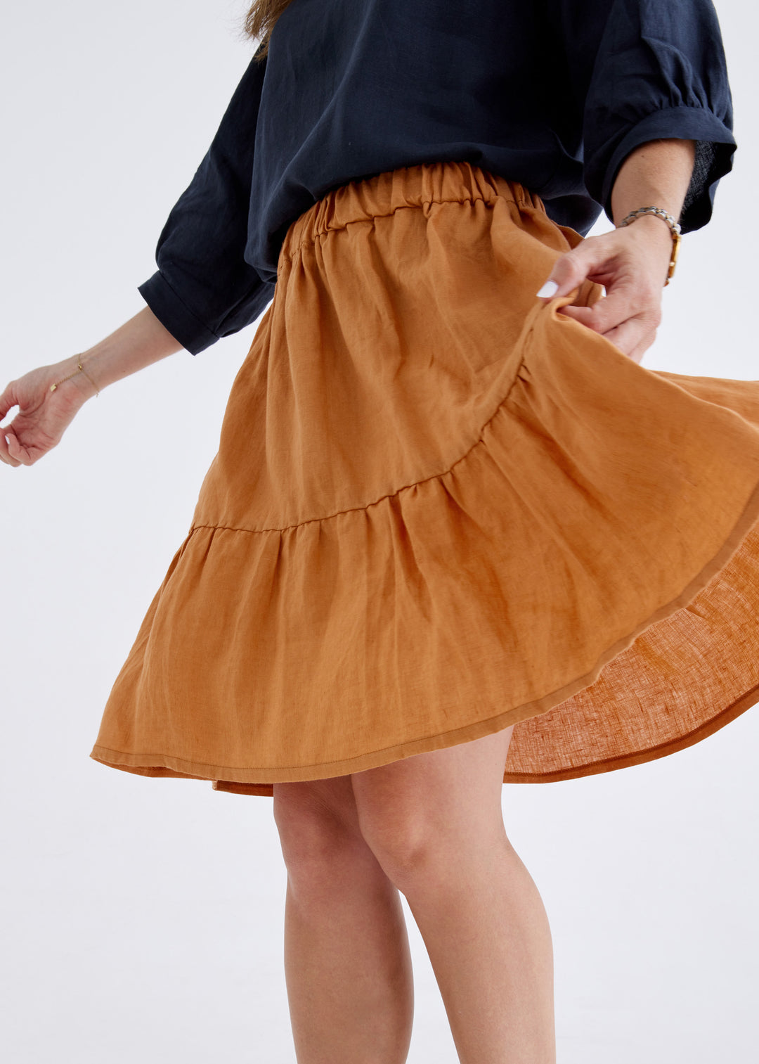 Lara Linen Skirt in Ginger