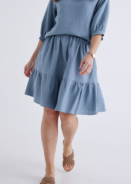 Lara Linen Skirt in Liberty Blue