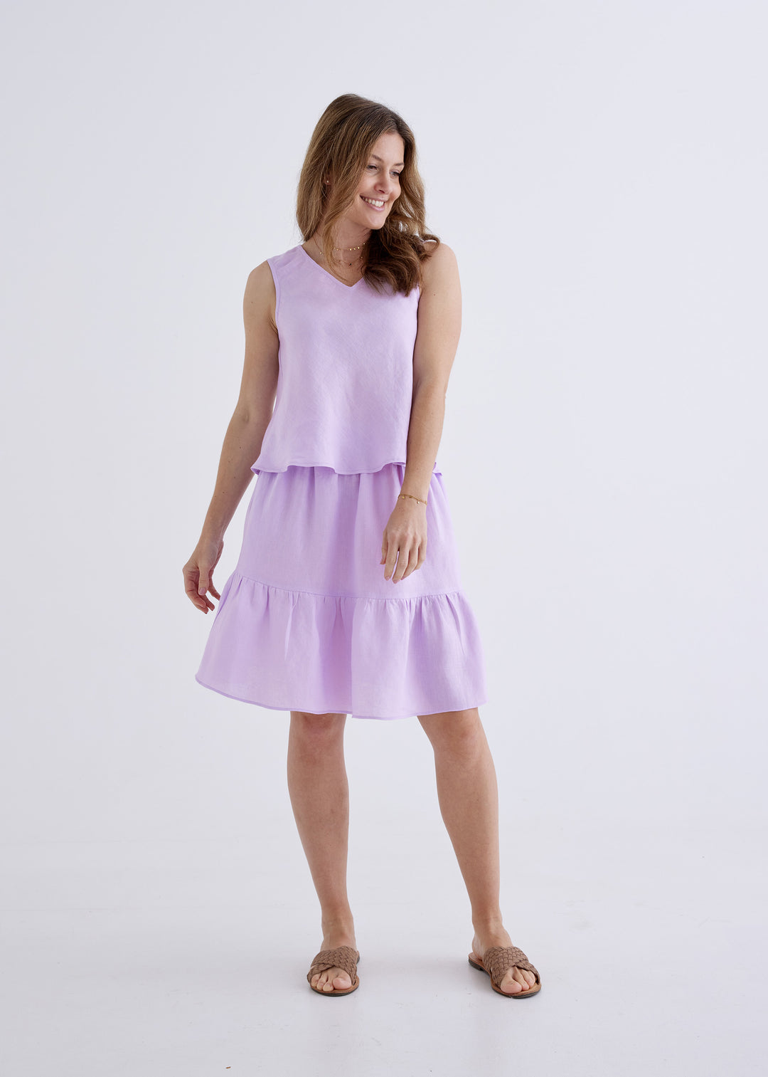 Lara Linen Skirt in Lilac