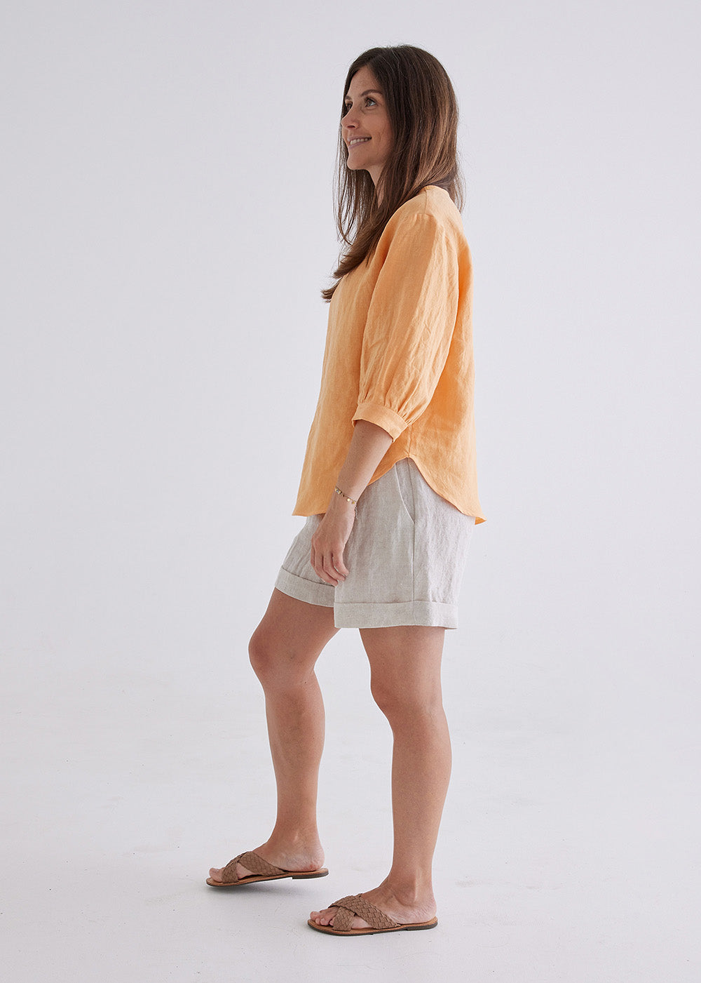 Laura Linen Top in Apricot