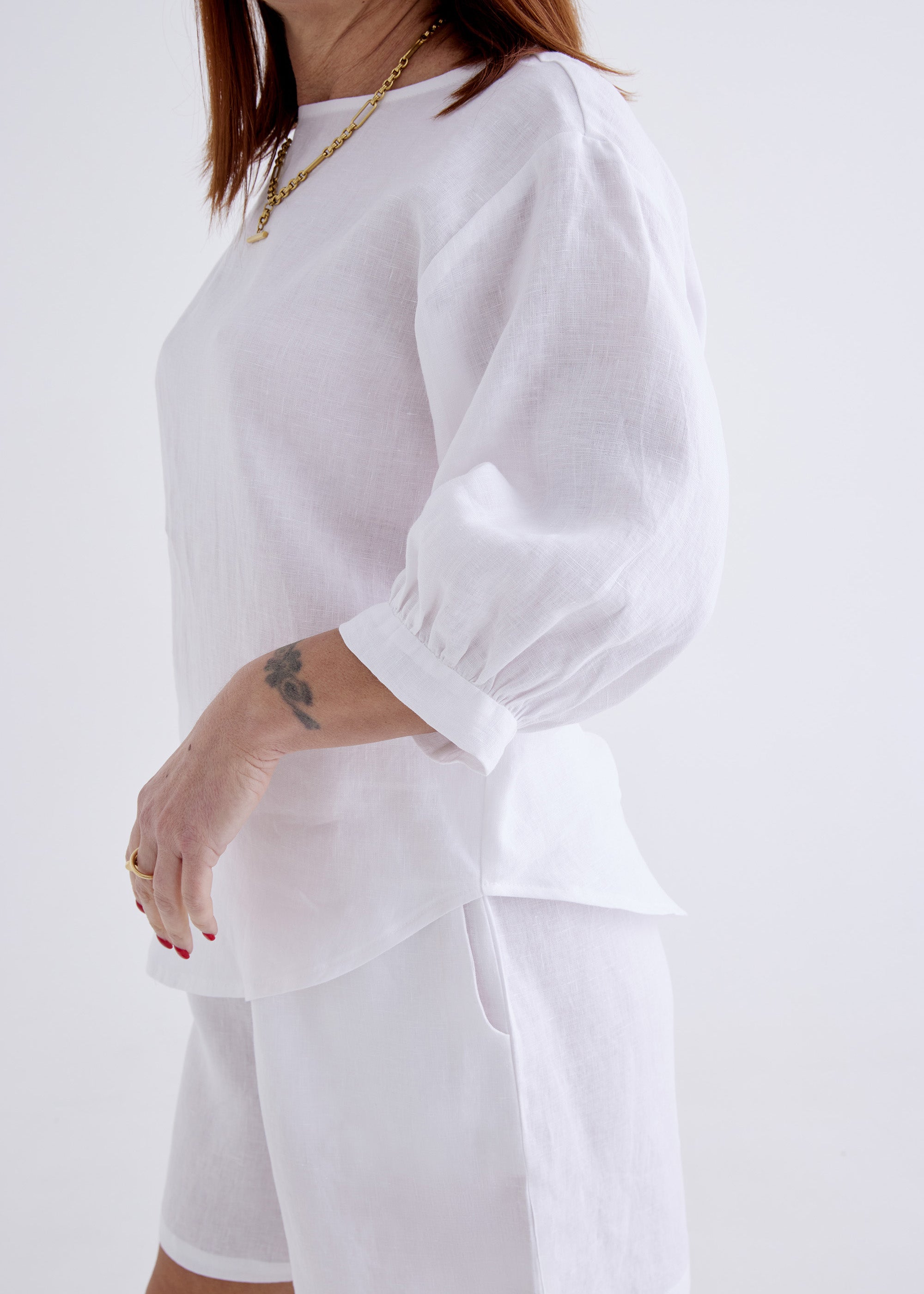 Laura Linen Top in White | Australian Made – Devina Louise