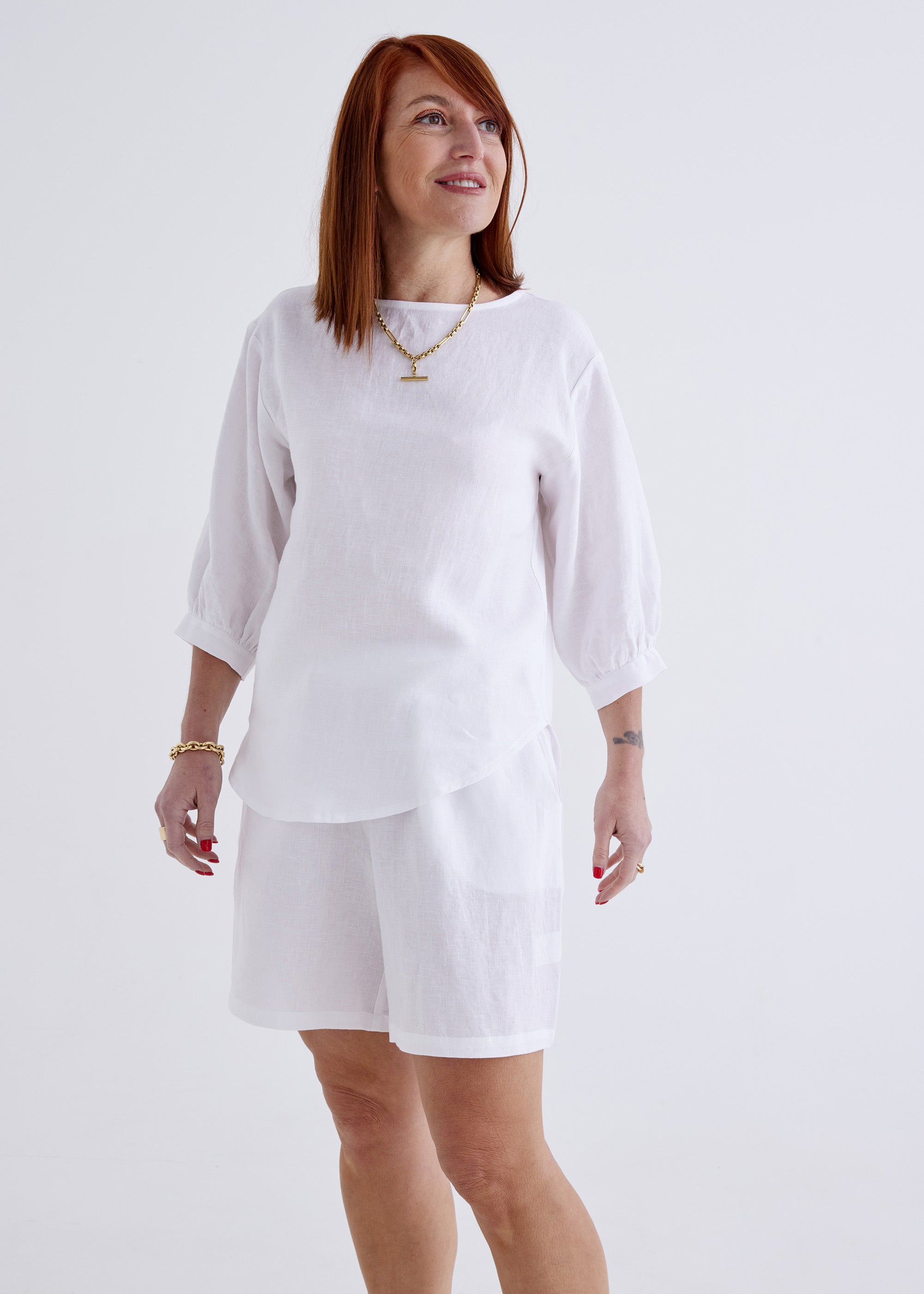 Laura Linen Top in White | Australian Made – Devina Louise