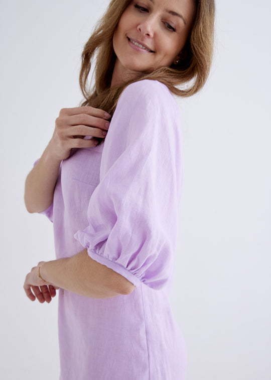 Lily Linen Dress in Lilac