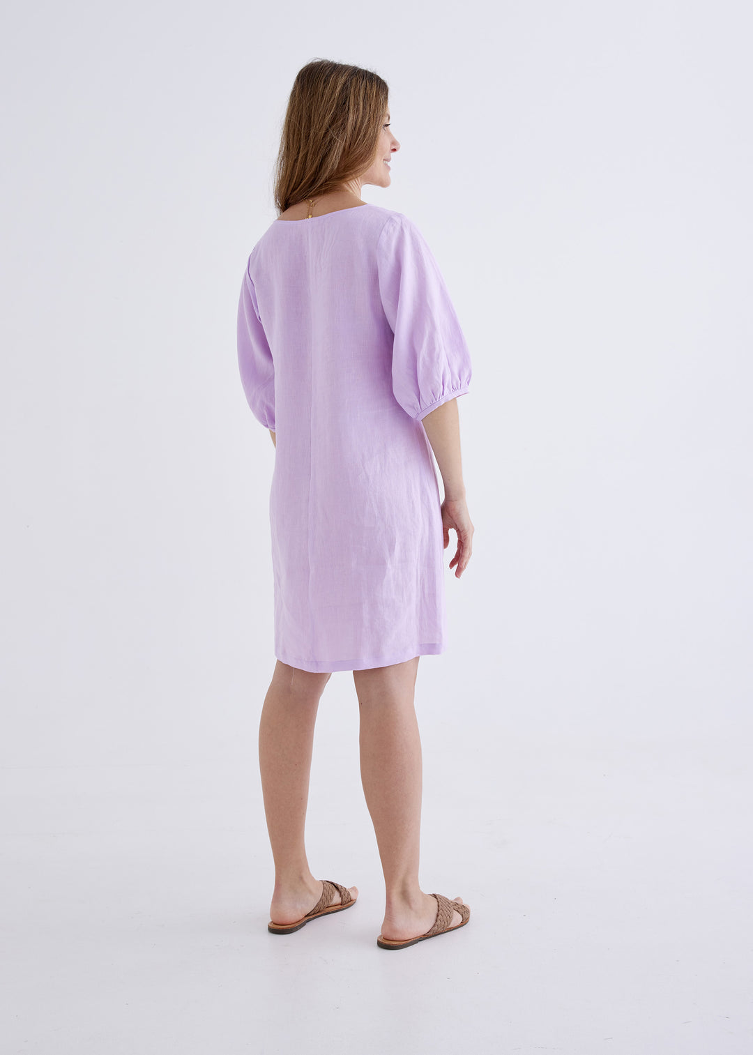 Lily Linen Dress in Lilac