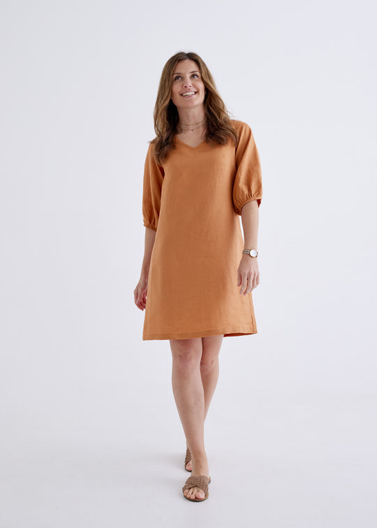 Lily Linen Dress in Ginger