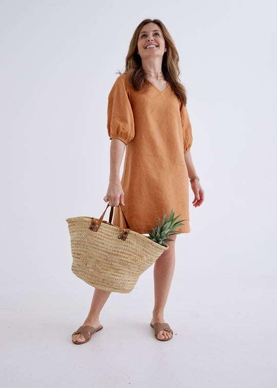 Lily Linen Dress in Ginger