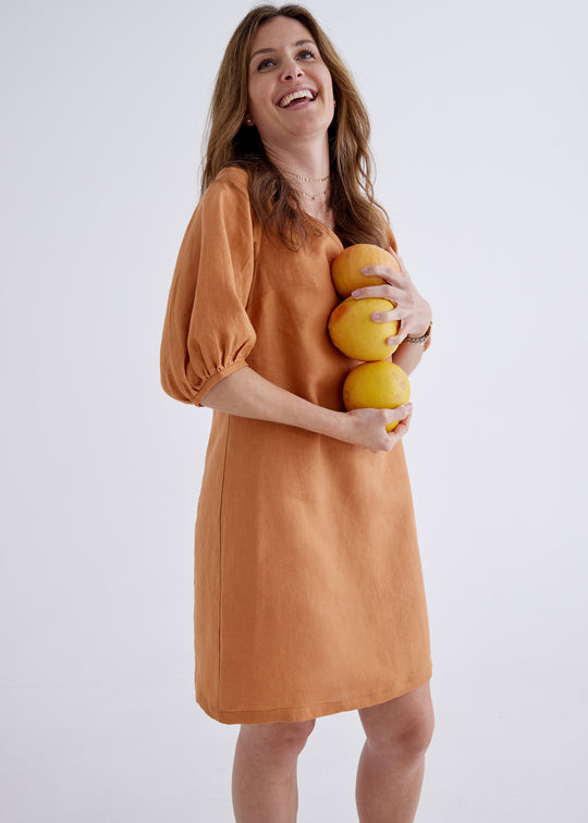 Lily Linen Dress in Ginger