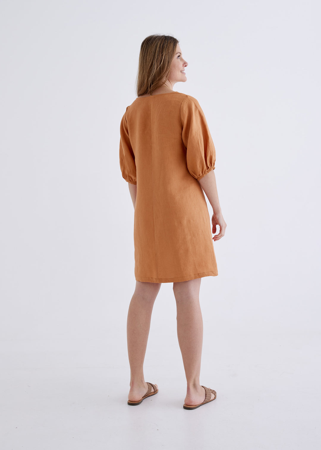 Lily Linen Dress in Ginger