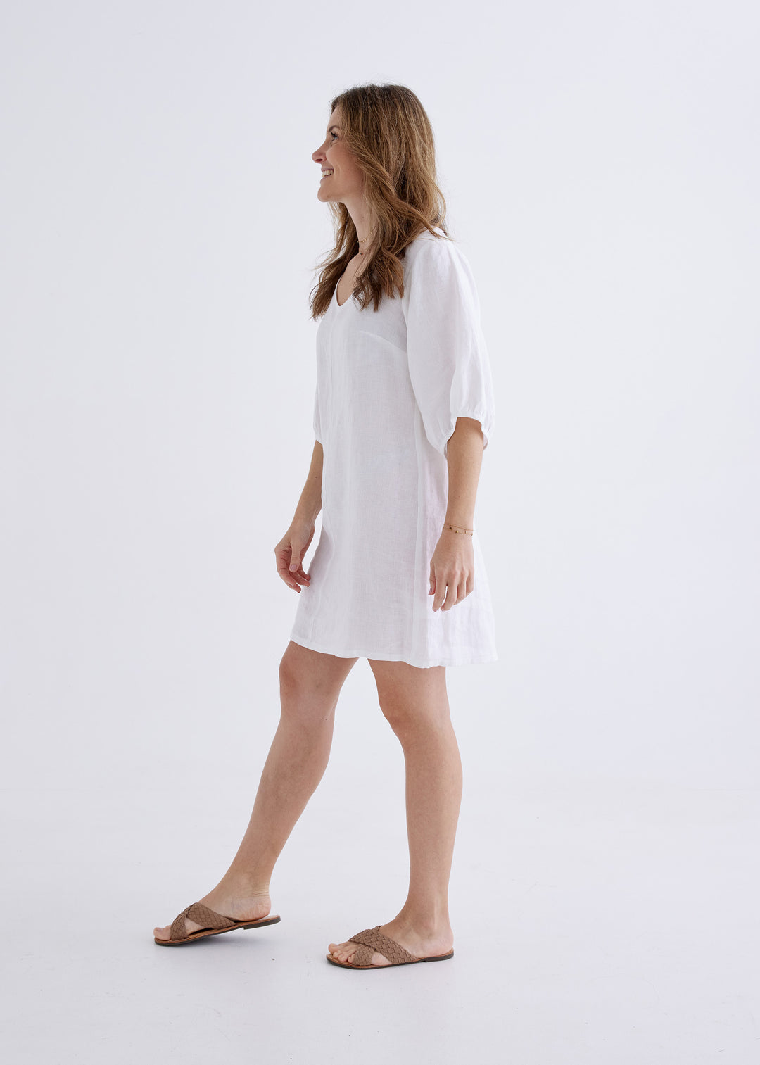 Lily Linen Dress in White