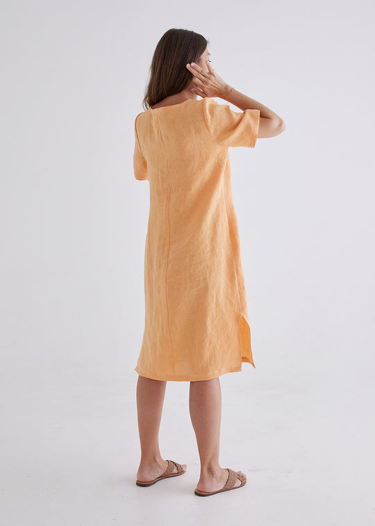 Lucy Linen Dress in Apricot