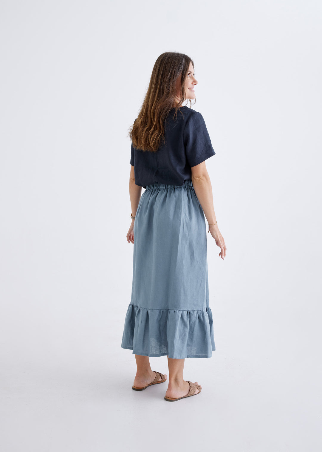 Luna Linen Skirt in Liberty Blue