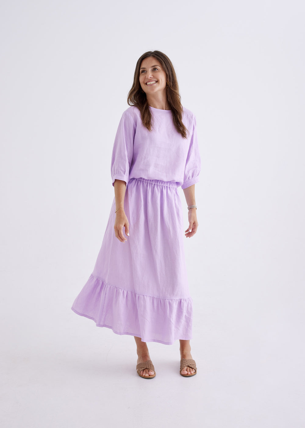 Luna Linen Skirt in Lilac