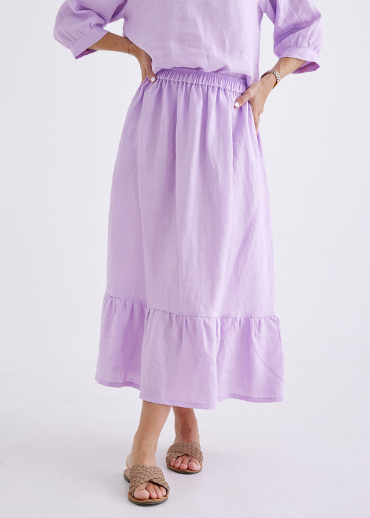 Luna Linen Skirt in Lilac