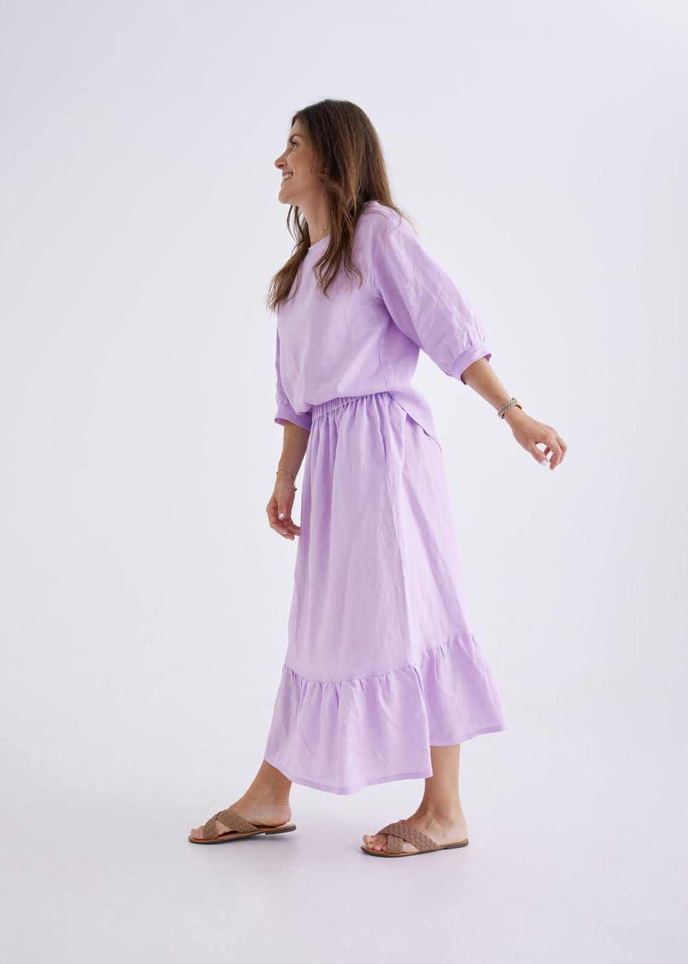 Luna Linen Skirt in Lilac