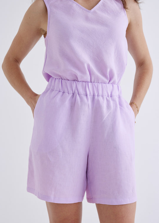 Marley Linen Shorts in Lilac