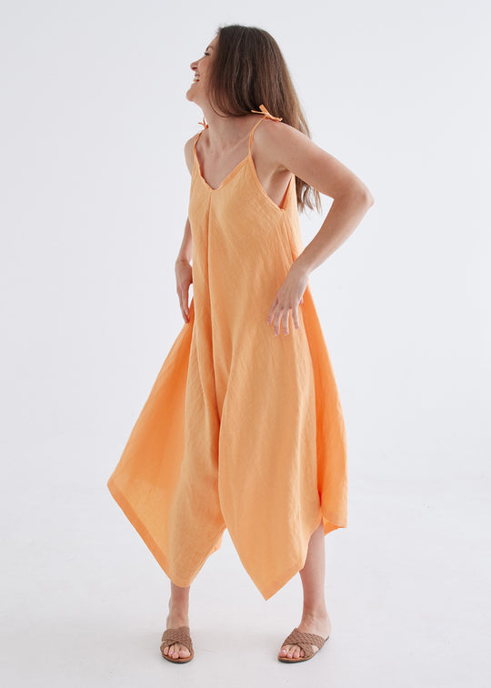 Willow Linen Jumpsuit in Apricot