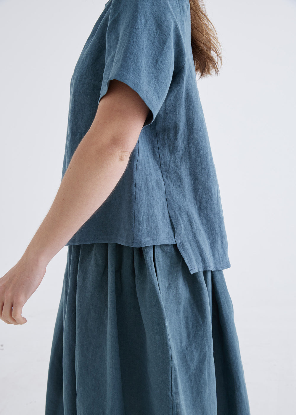 Winona Linen Top in Deep Teal