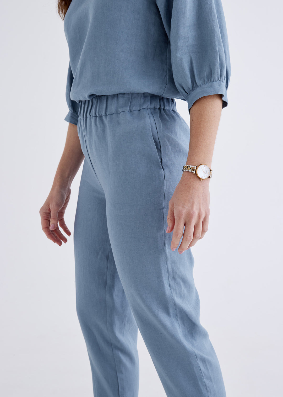 Zoe Linen Pants in Liberty Blue