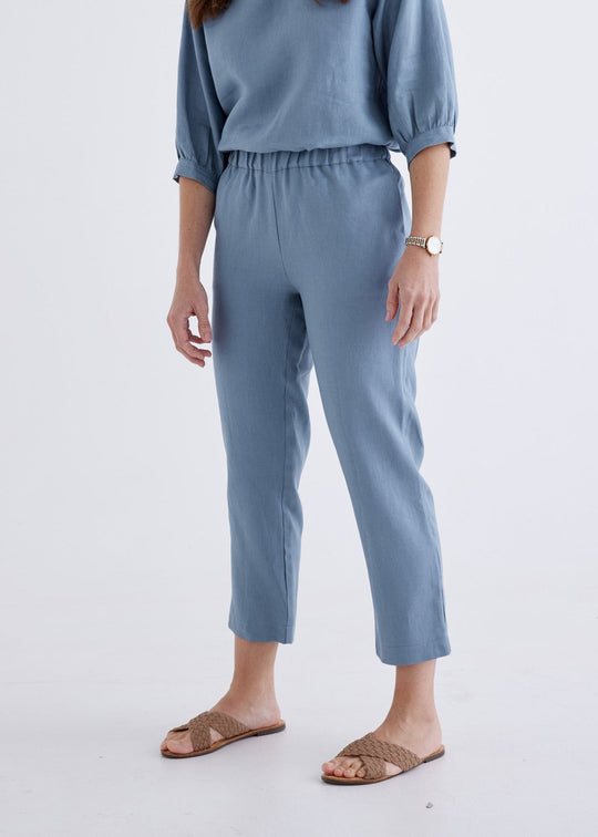 Zoe Linen Pants in Liberty Blue